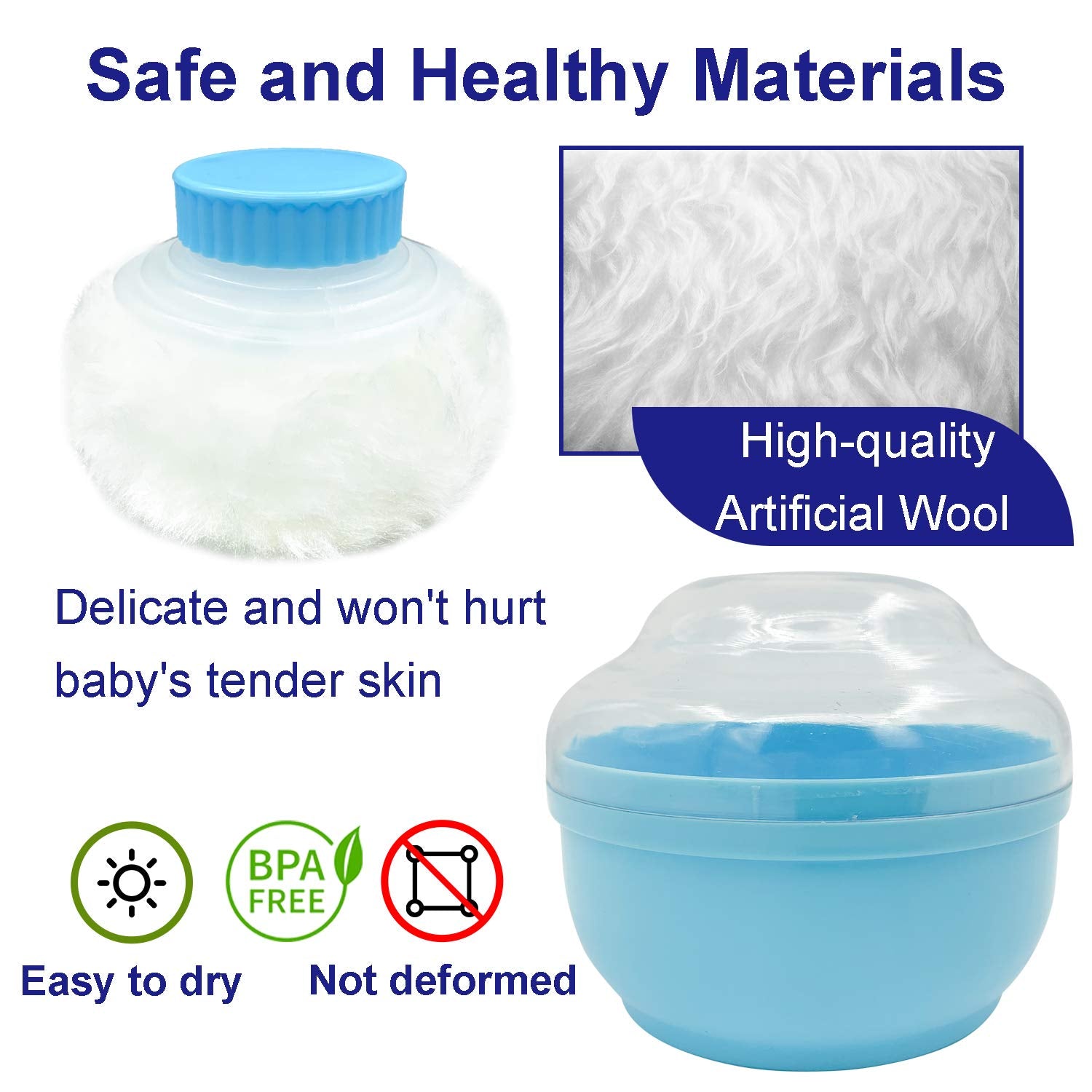 AURASIN durable, soft faux wool puff gentle on baby's skin.