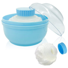 AURASIN storage body powder container in blue for gentle baby powder application.