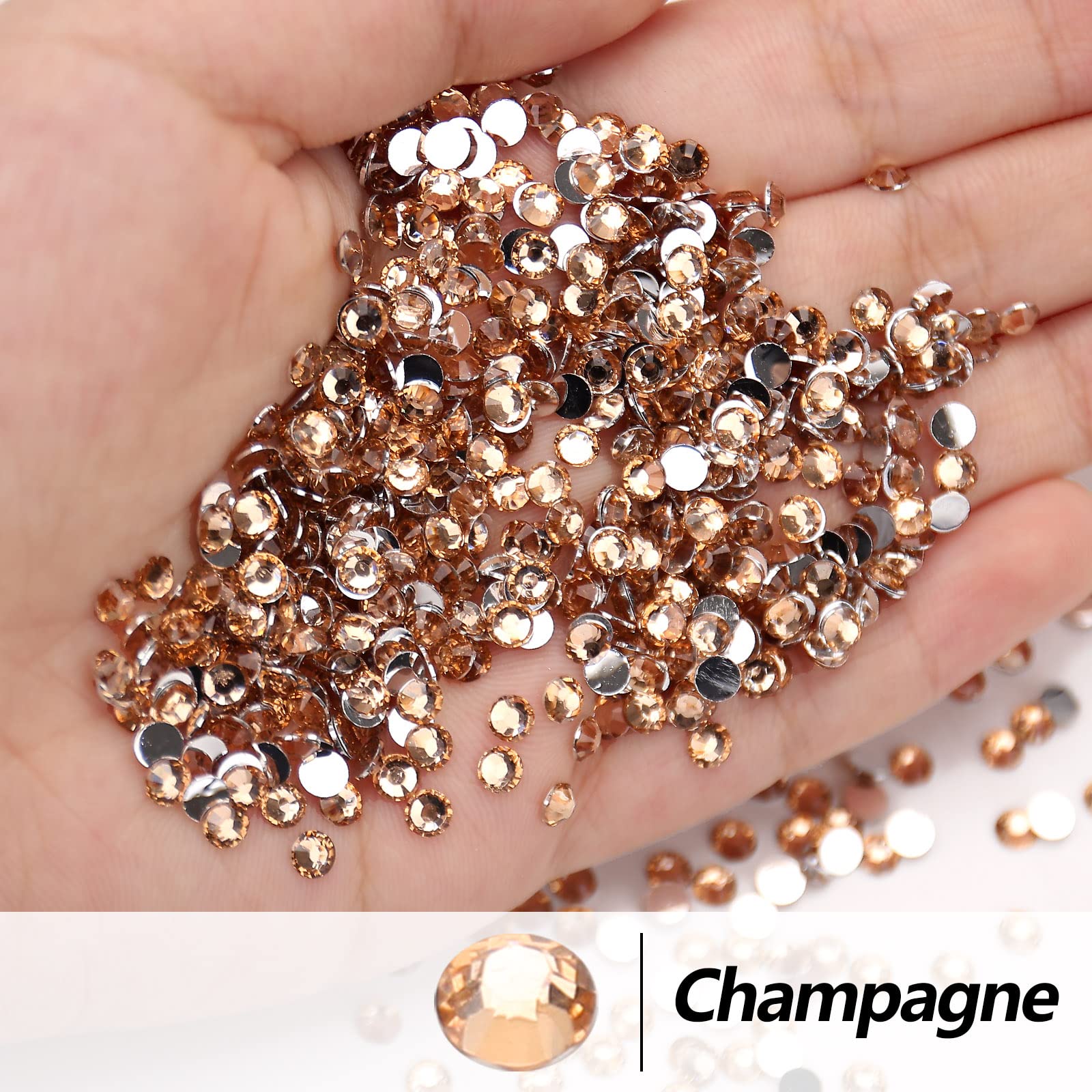 AUREHEN champagne rhinestones SS30 6mm bold accents for tumblers and crafts.