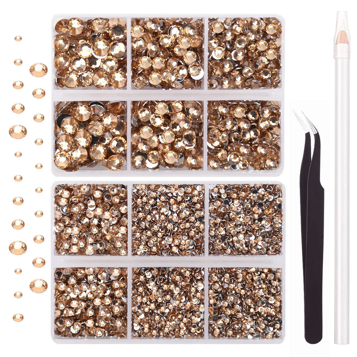 AUREHEN champagne rhinestones SS6 2mm sparkle for nail art and crafts.