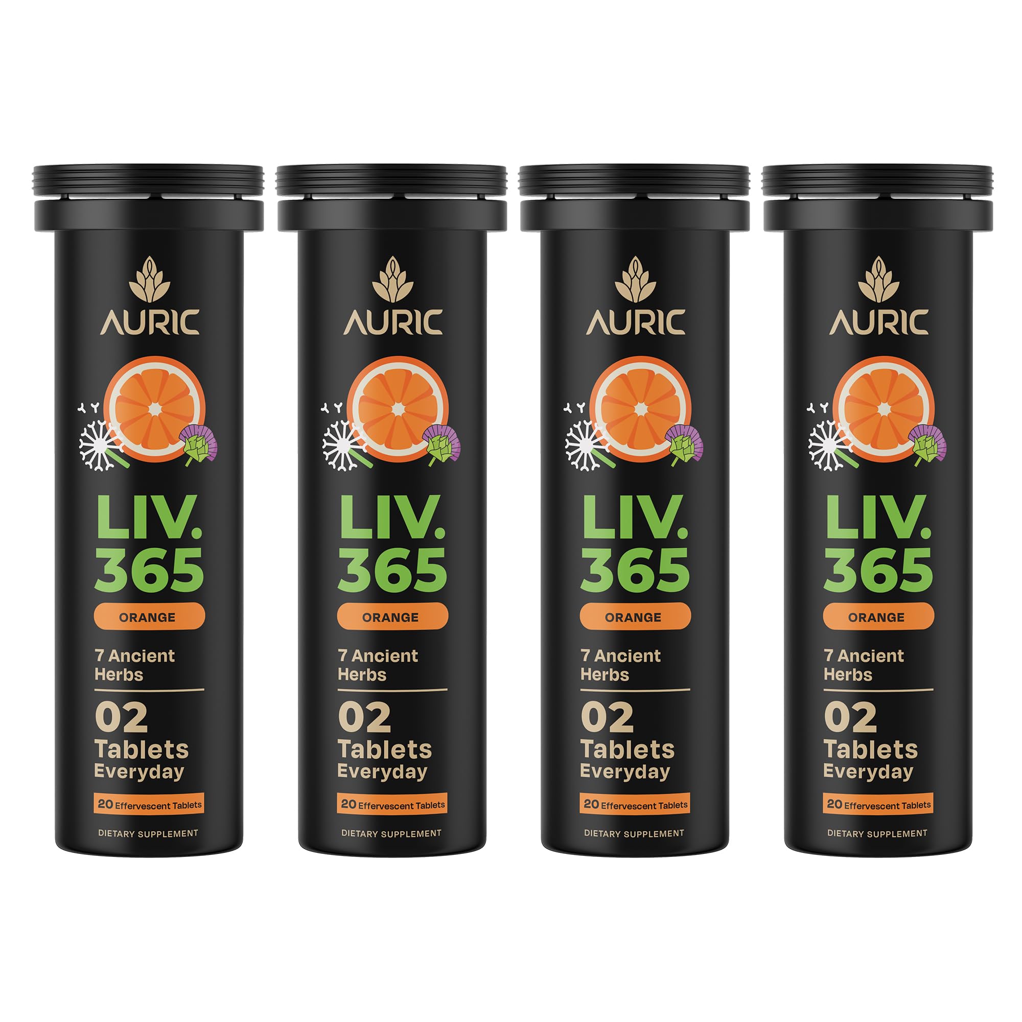 Auric Liver Support bottle front shows the herbal formula for daily detox support.