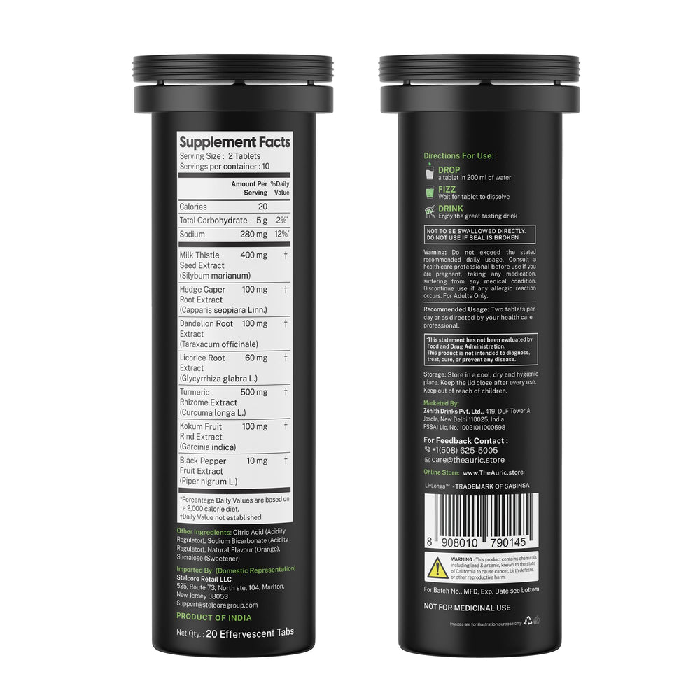 Auric Liver Support bottle on table for lifestyle-friendly daily use.
