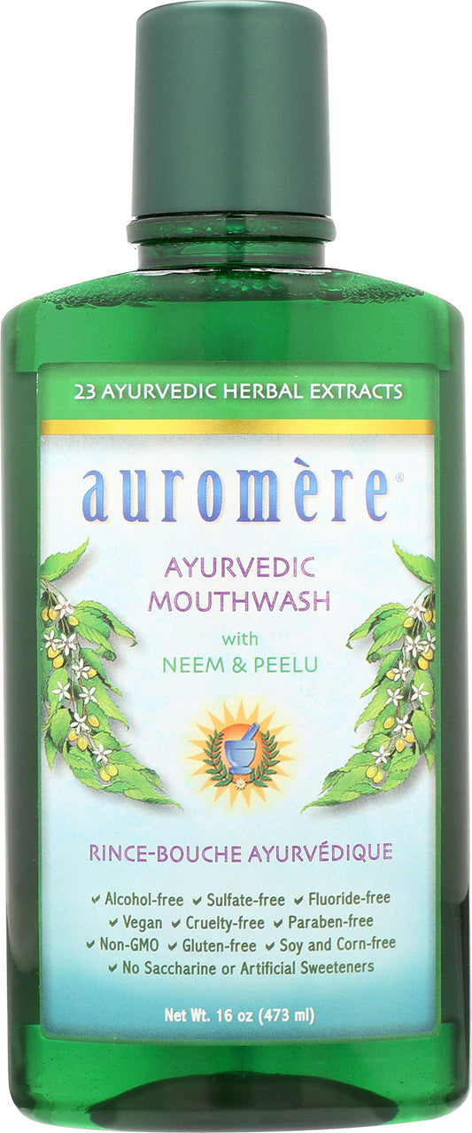 Auromere Ayurvedic Mouthwash bottle and packaging