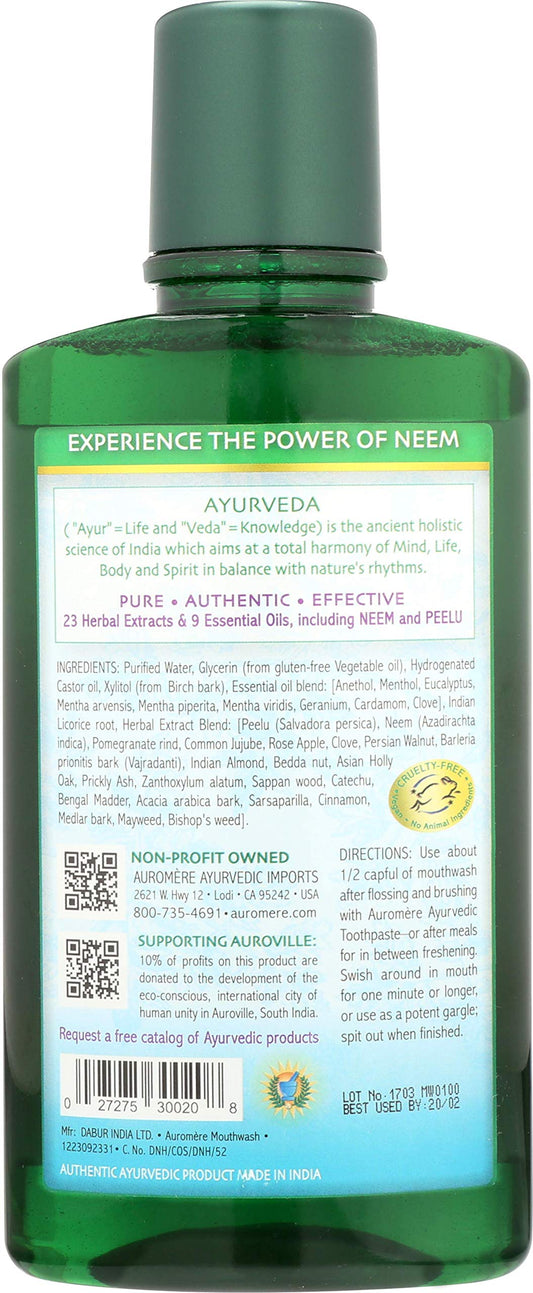 Neem and herbal ingredients of Auromere Mouthwash