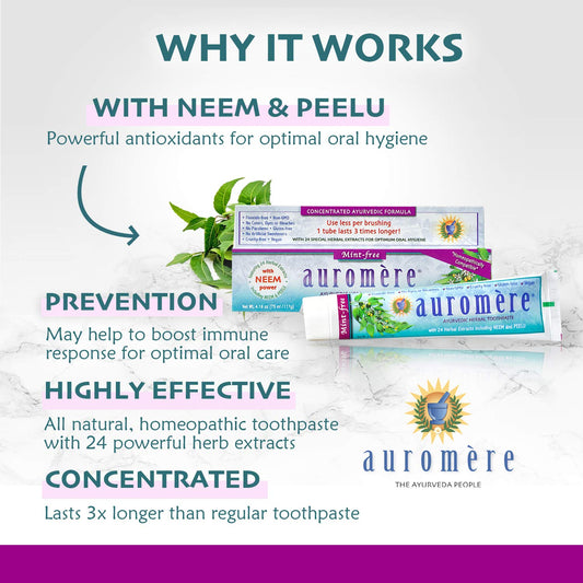 Neem and Peelu herbal toothpaste ingredients close-up