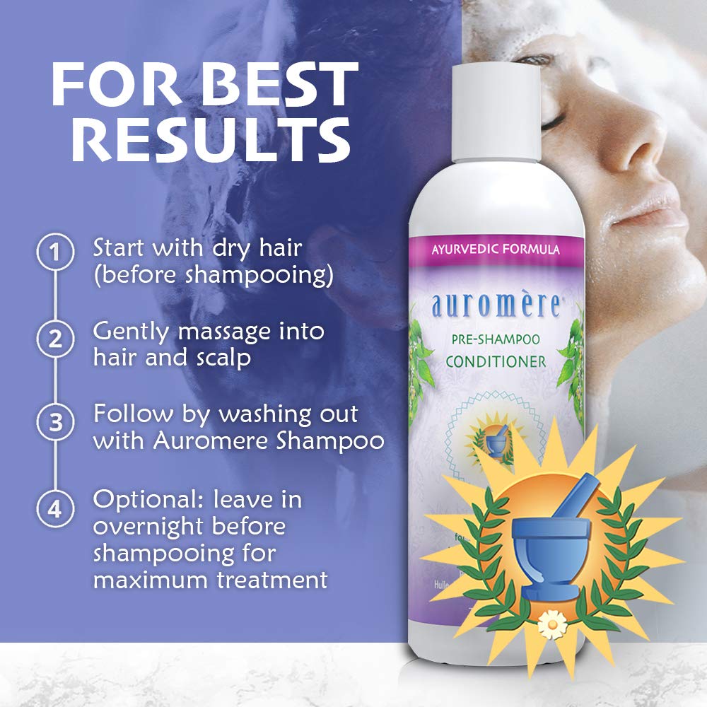 Auromere pre-shampoo conditioner overnight treatment softens strands and boosts moisture
