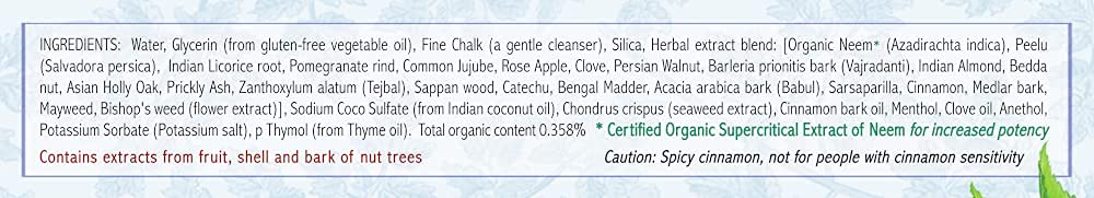 Close-up of concentrated herbal toothpaste formula
