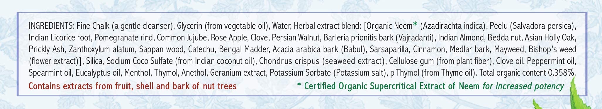Ingredients highlight neem and peelu in toothpaste formula