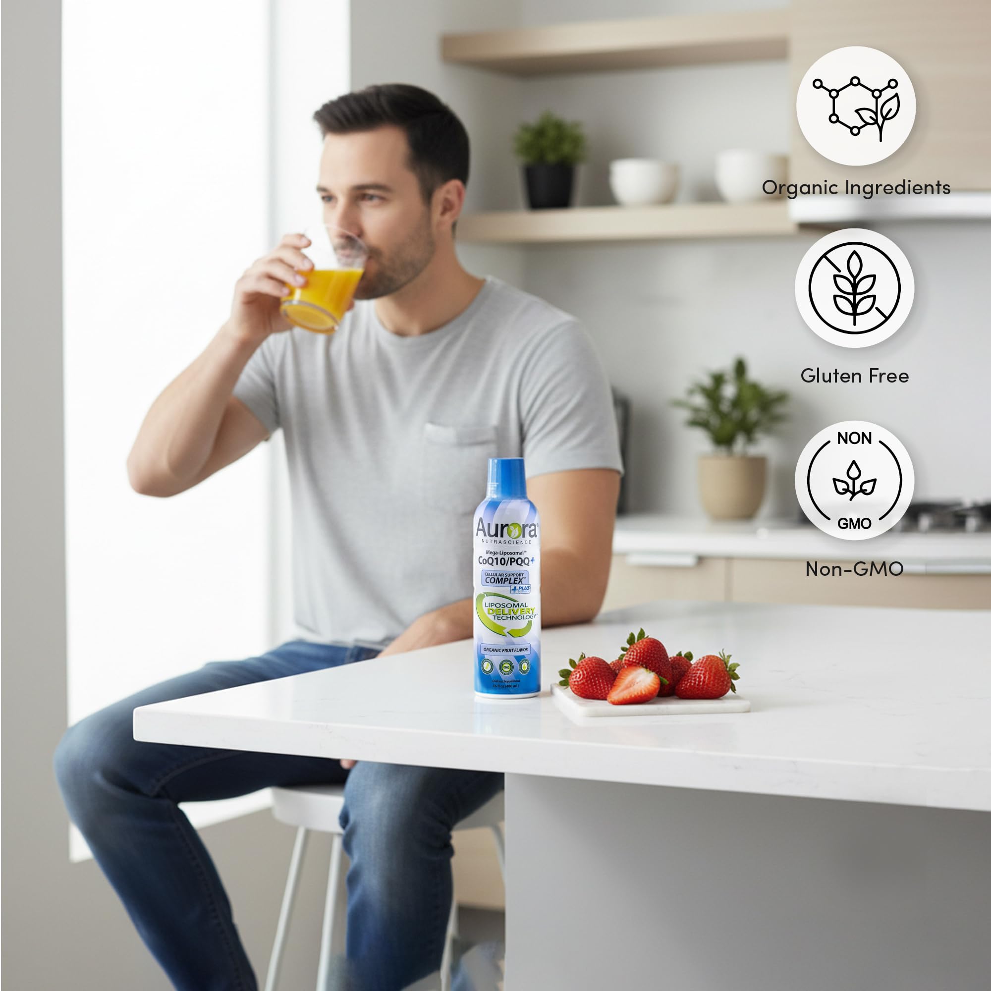 Nutrition facts and ingredients panel for CoQ10, PQQ and Vitamin C
