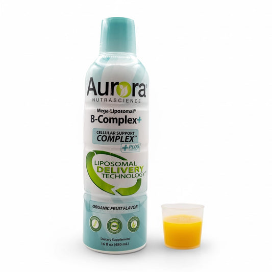 Hero image: Aurora Nutrascience Mega-Liposomal B-Complex + Vitamin C bottle
