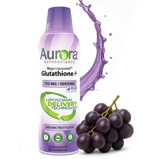 Bottle of Aurora Nutrascience Mega-Liposomal Glutathione + Vitamin C