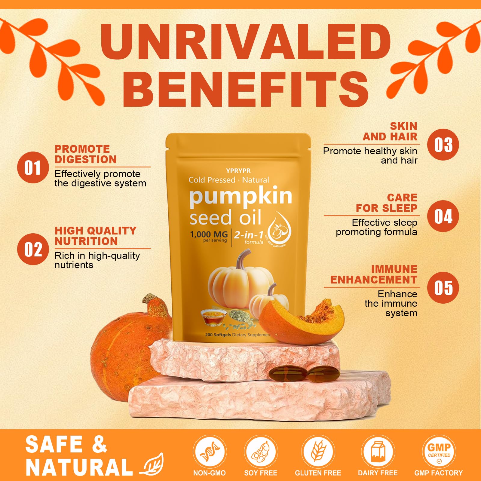 Non-GMO and allergen-free pumpkin seed oil packaging label