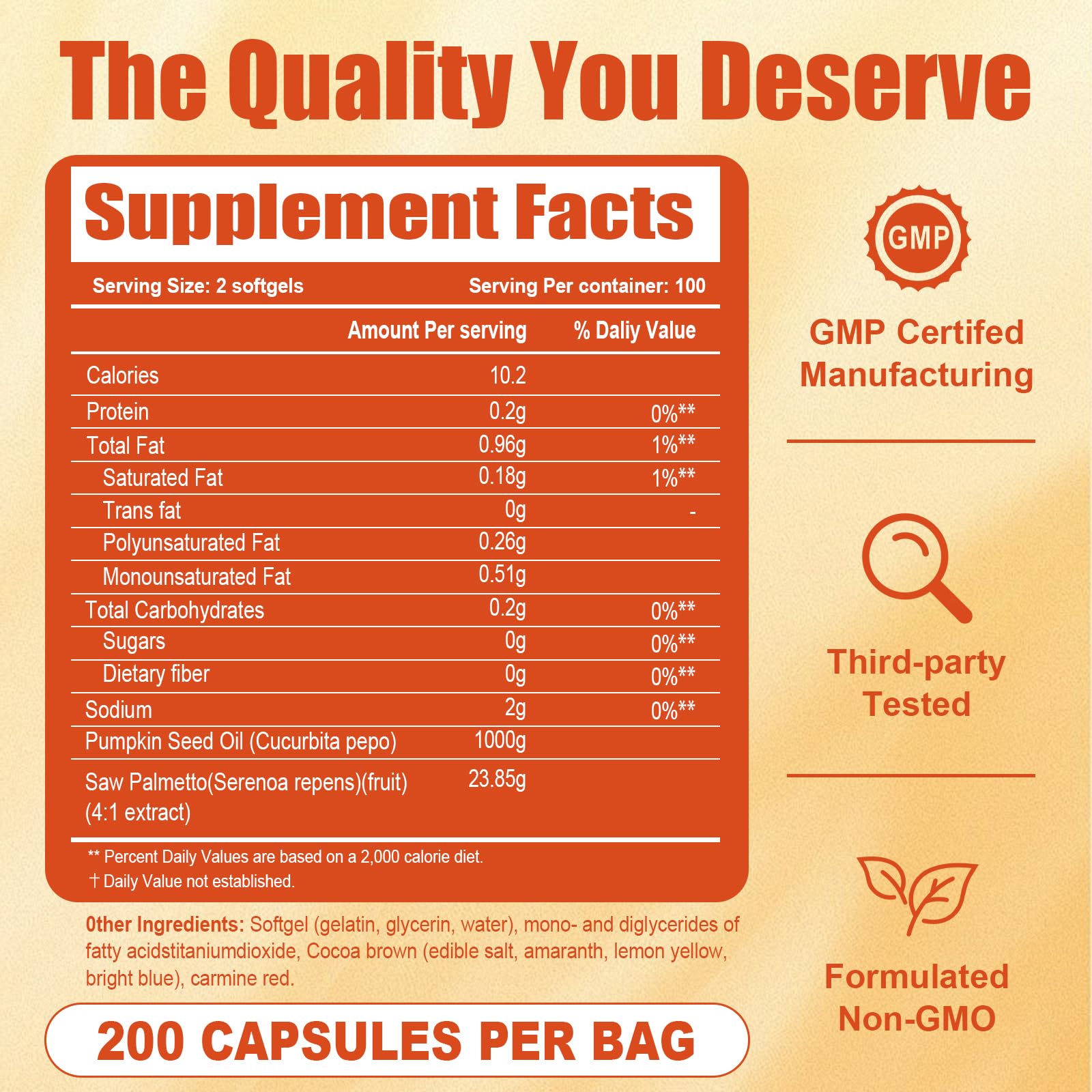 Product bottle front with dosage information