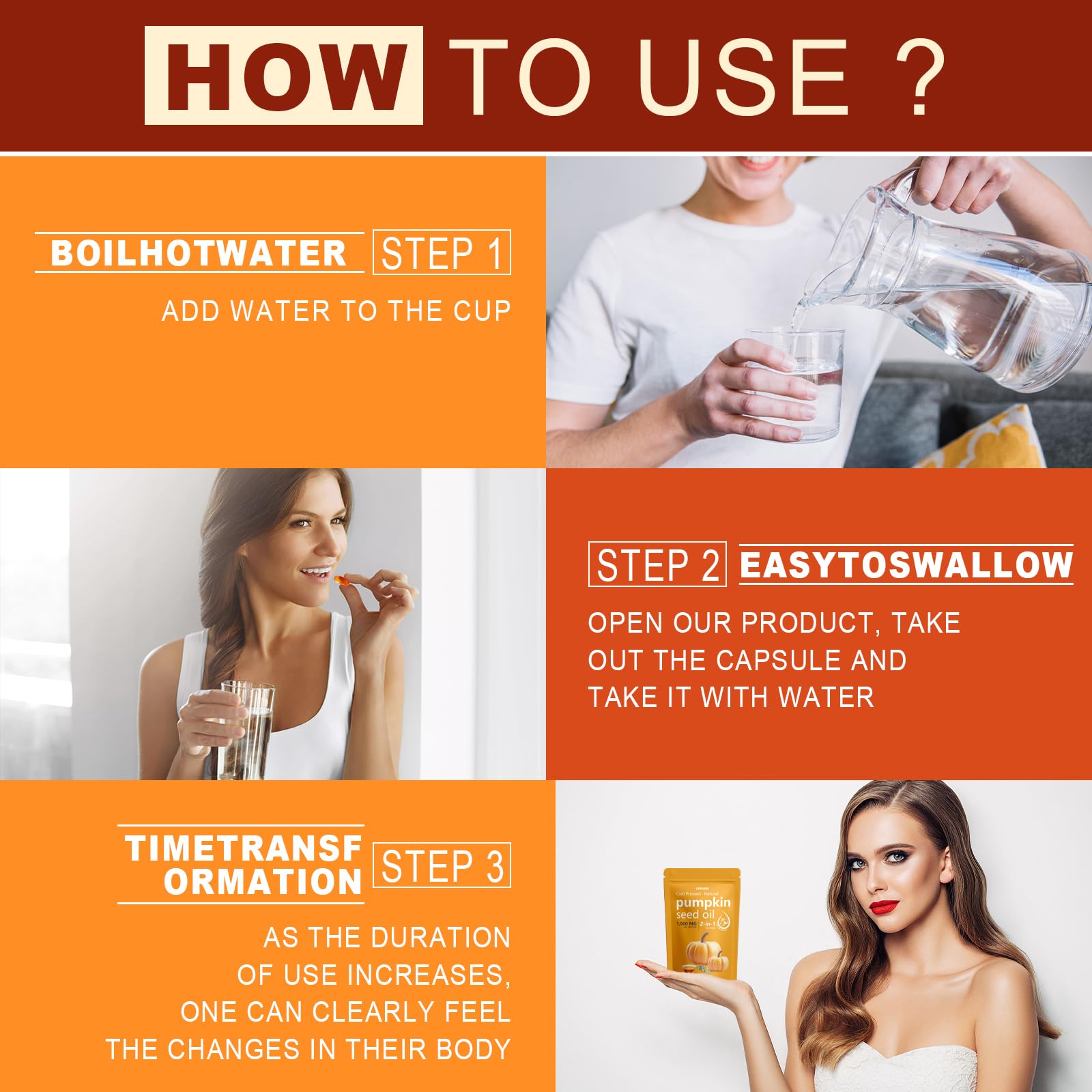 Health benefits illustrating hair, urinary, bladder and prostate support