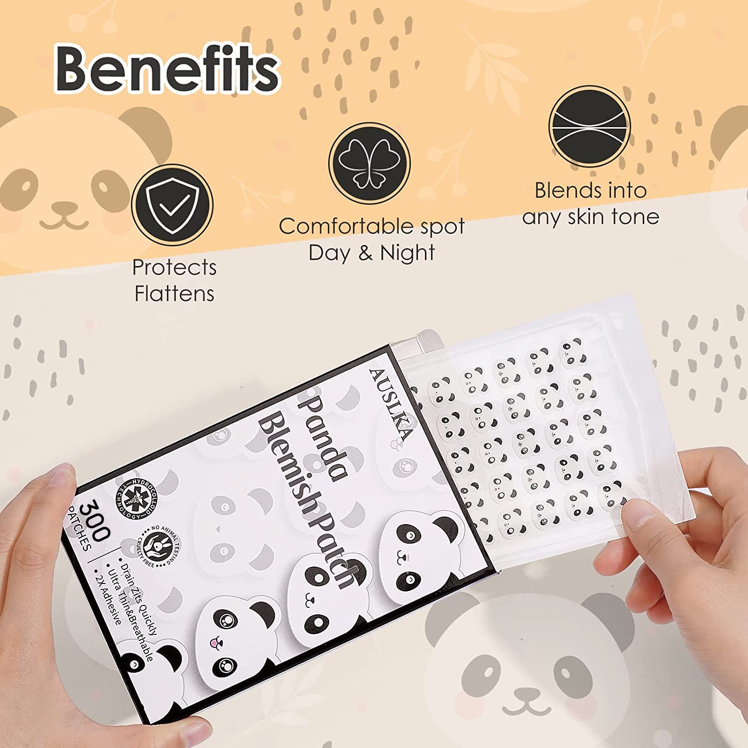AUSLKA Panda Patches night use panel highlighting breathable, skin-friendly material