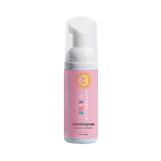 Autobrush kids bubblegum foaming toothpaste packaging shot