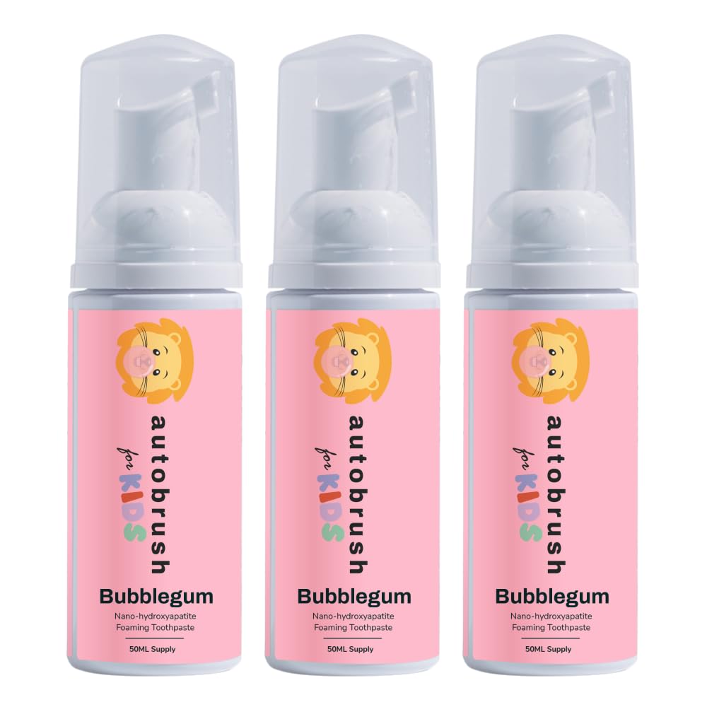 Autobrush Fluoride-Free Foaming Toothpaste for Kids - Bubblegum Flavor - Pack of 3