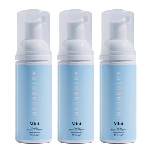 Autobrush Fluoride Foaming Toothpaste 3-pack mint flavor packaging front