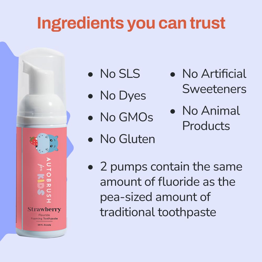 Autobrush Kids Fluoride Foaming Toothpaste Strawberry side view
