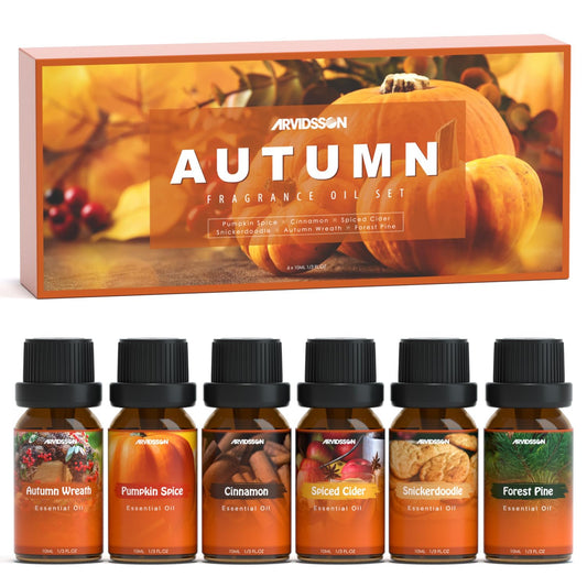 Autumn Fragrance Oil Set packaging box with six 10ml bottles