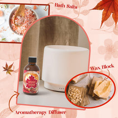 Spa setup with diffusers and autumn Spiced Cider essential oil