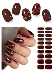 AutyaMee semi-cured nail strips in dark brown amber for at-home salon nails