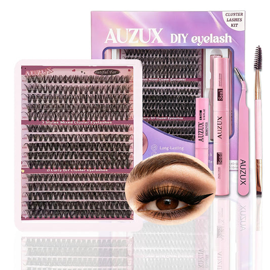 AUZUX natural eyelash cluster kit with 300+ lashes for dramatic yet natural volume
