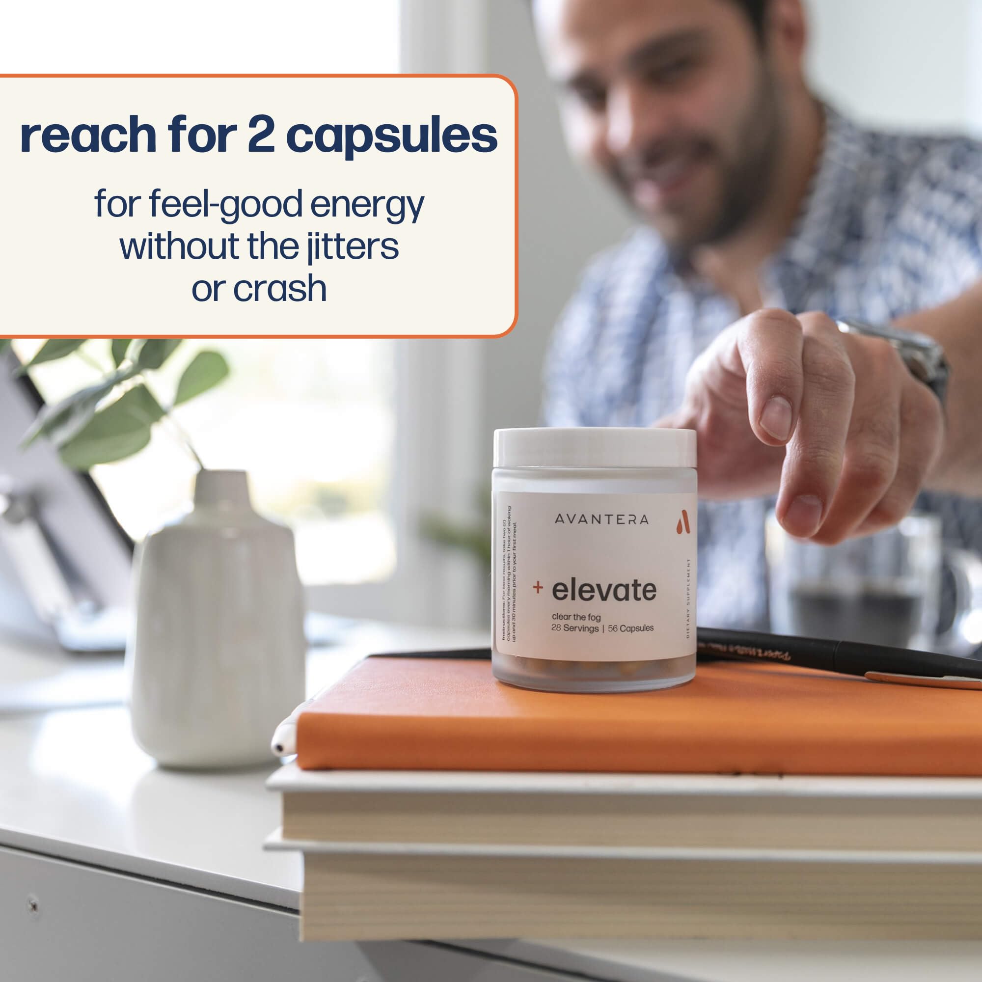 Nootropic capsules beside bottle