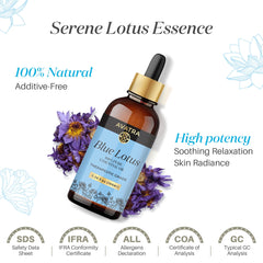 Steam-distilled blue lotus essential oil in vial