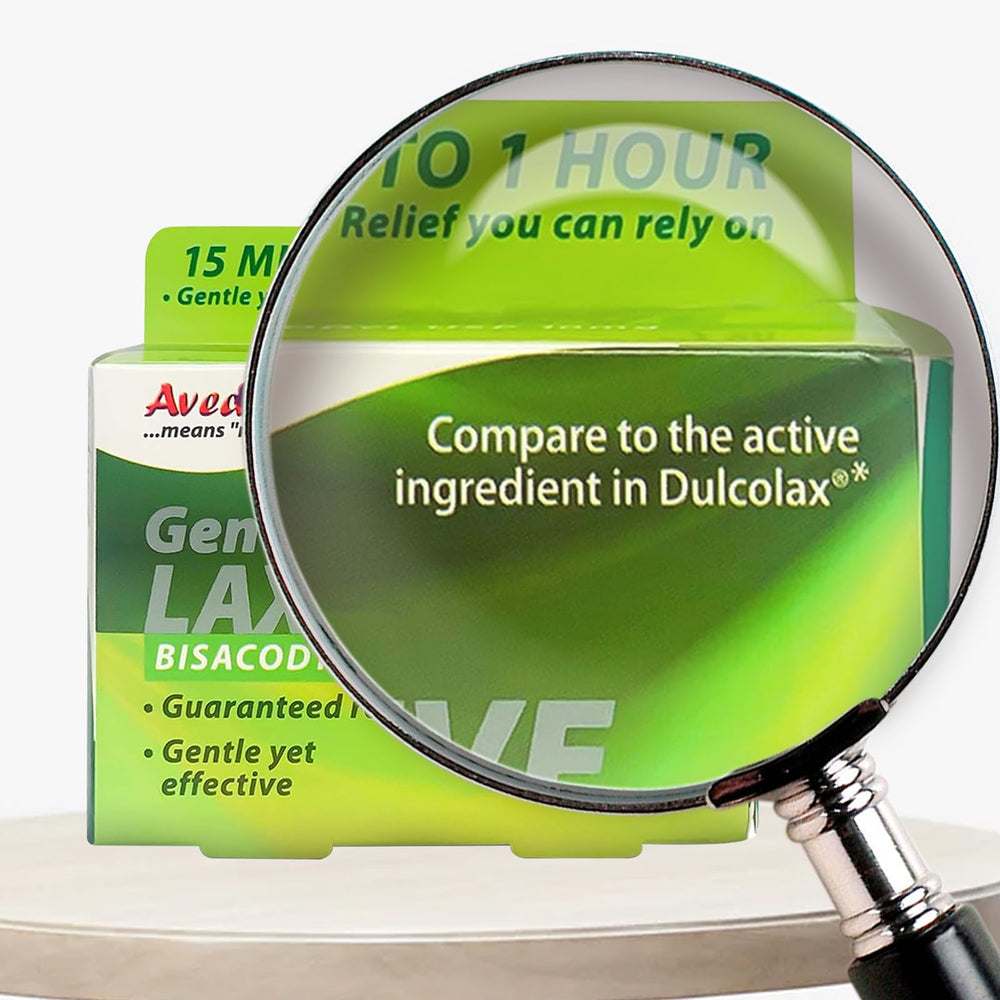 AVEDANA Bisacodyl suppository packaging emphasizes portability in a compact pack for travel.
