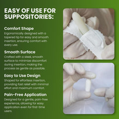AVEDANA Bisacodyl suppository product-box communicates dosage and a 16-piece count.