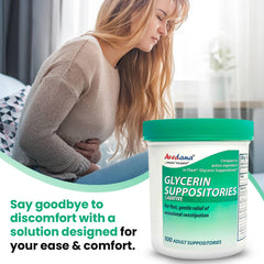 AVEDANA USP 2g glycerin suppositories 100-count tube offering bulk supply for regular use