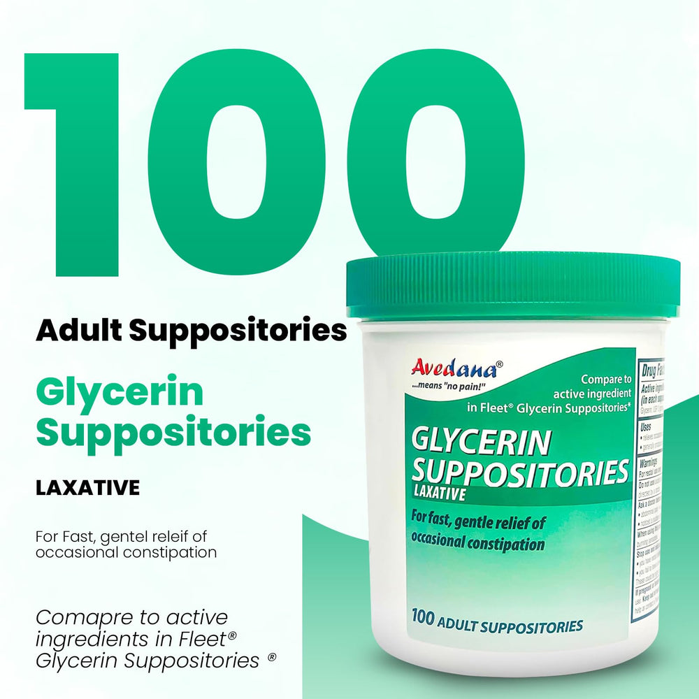 AVEDANA USP 2g glycerin suppositories unwrapped ready for use and inspection