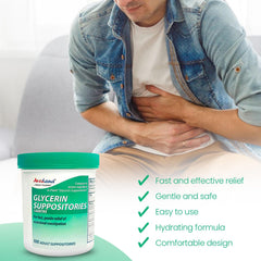 AVEDANA USP 2g glycerin suppositories water guidance showing hydration helps results