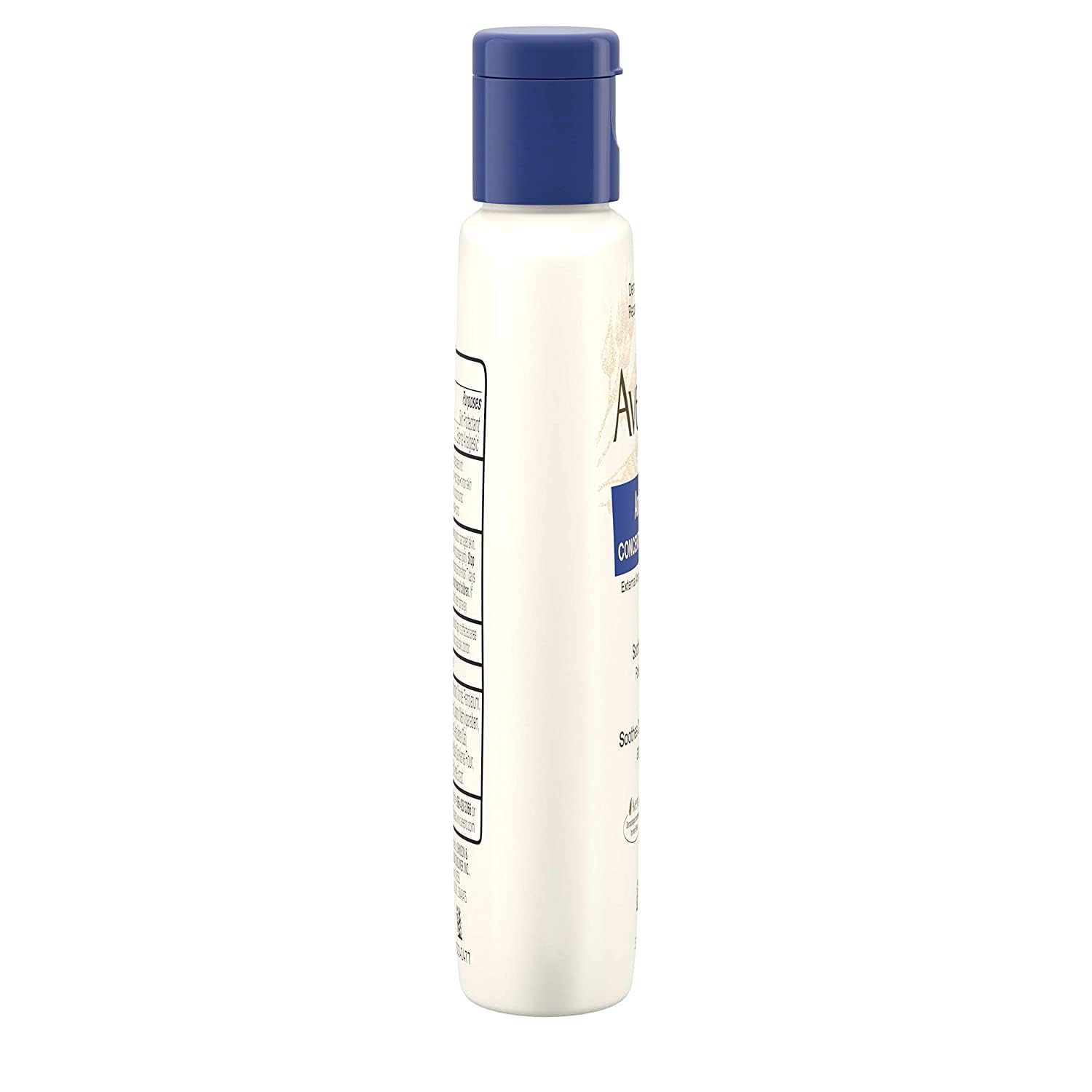 Aveeno lotion being applied to forearm demonstrates easy spreading for itchy skin.