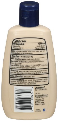 Aveeno Anti-Itch lotion calamine close-up highlights creamy texture and drying weepy rashes.