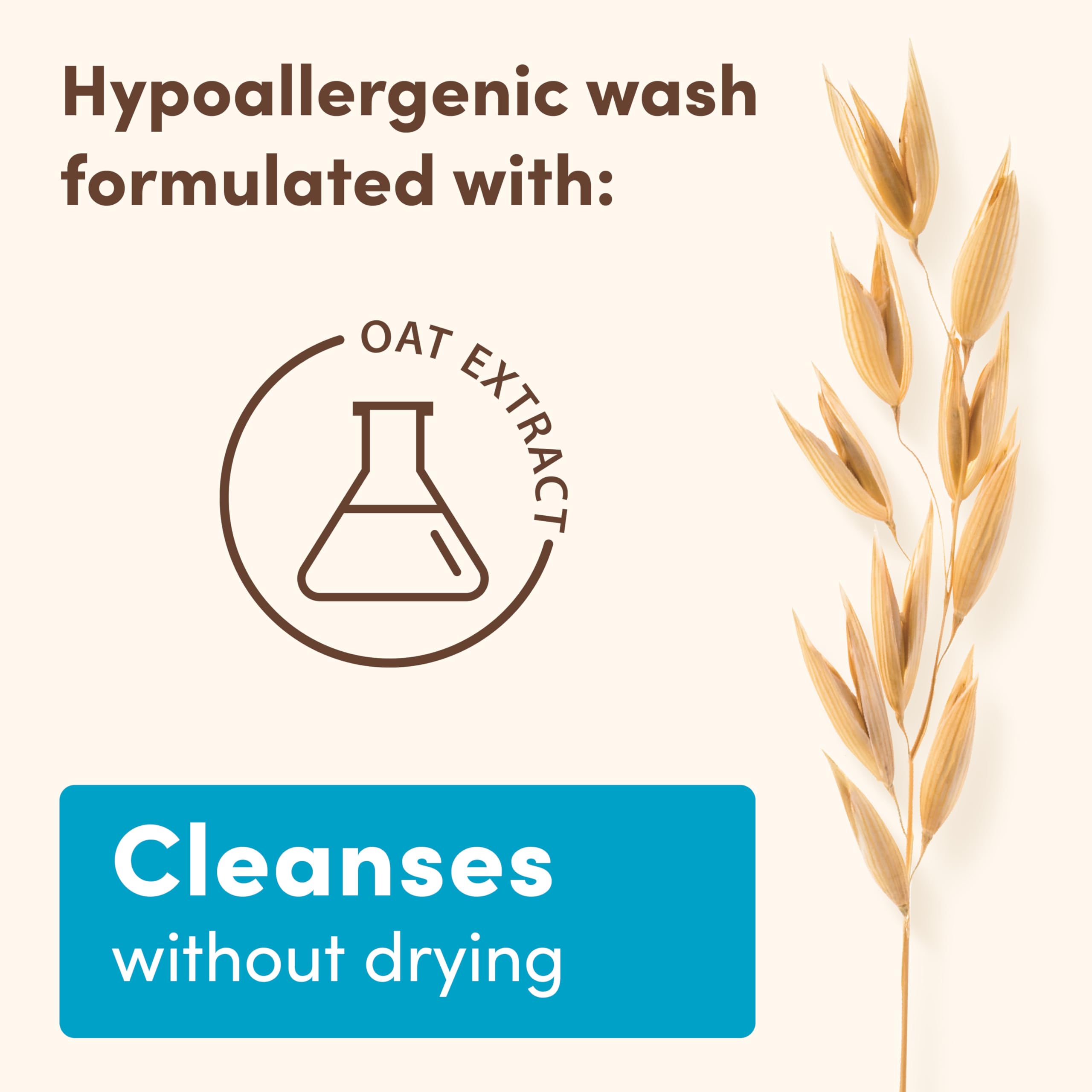 Hypoallergenic tear-free Aveeno Baby wash and shampoo packaging