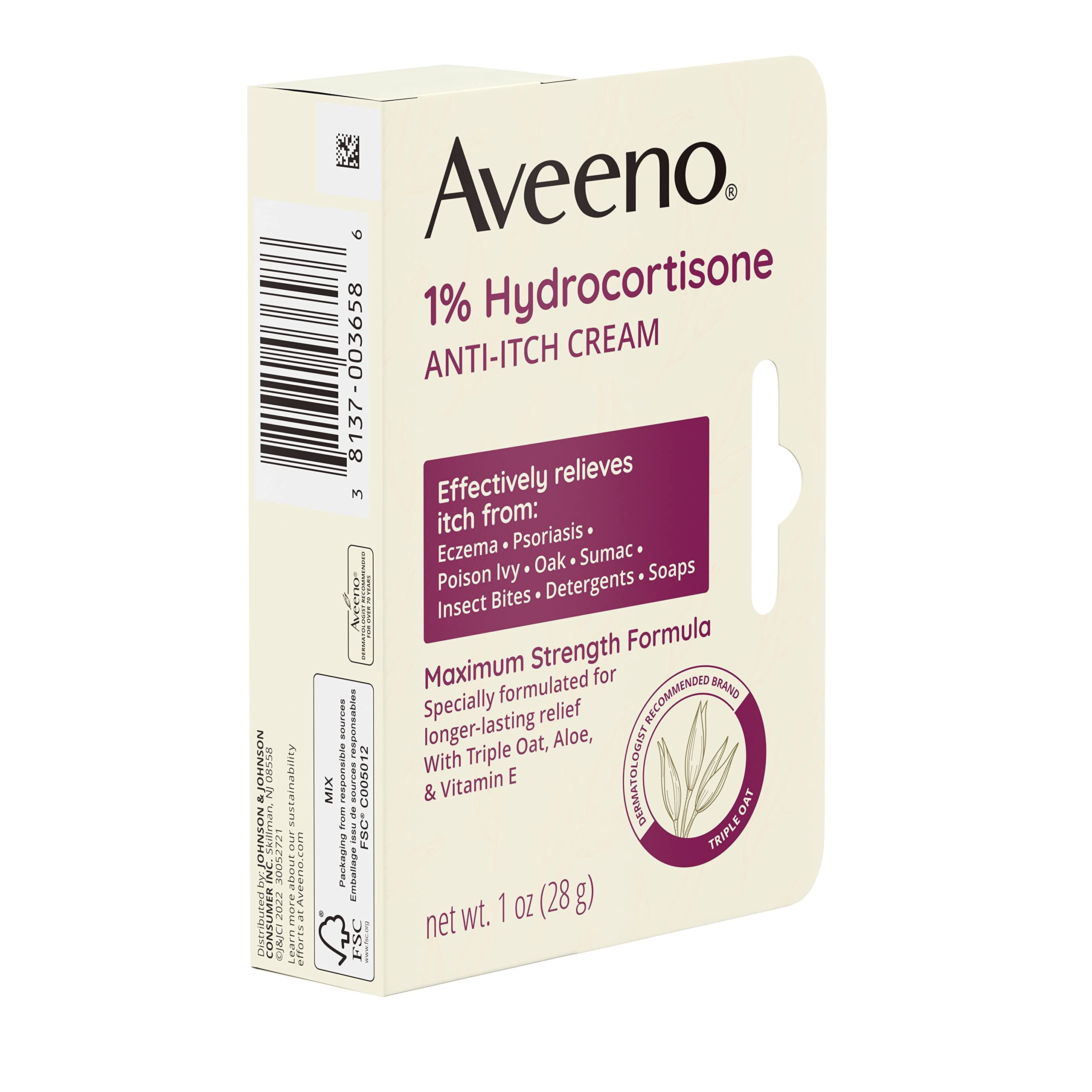 Aveeno eczema and psoriasis relief applied to irritated areas.