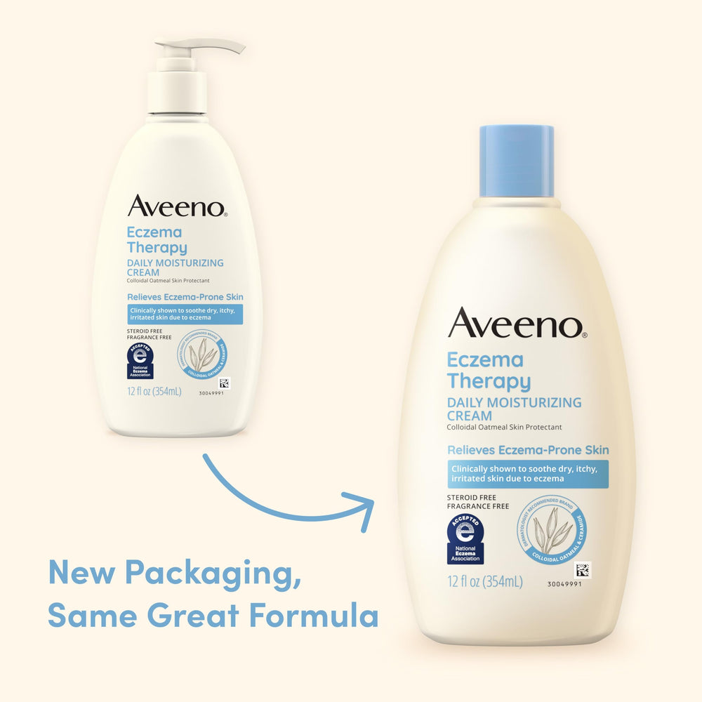 Aveeno Eczema Therapy ceramide oatmeal formula highlights barrier support