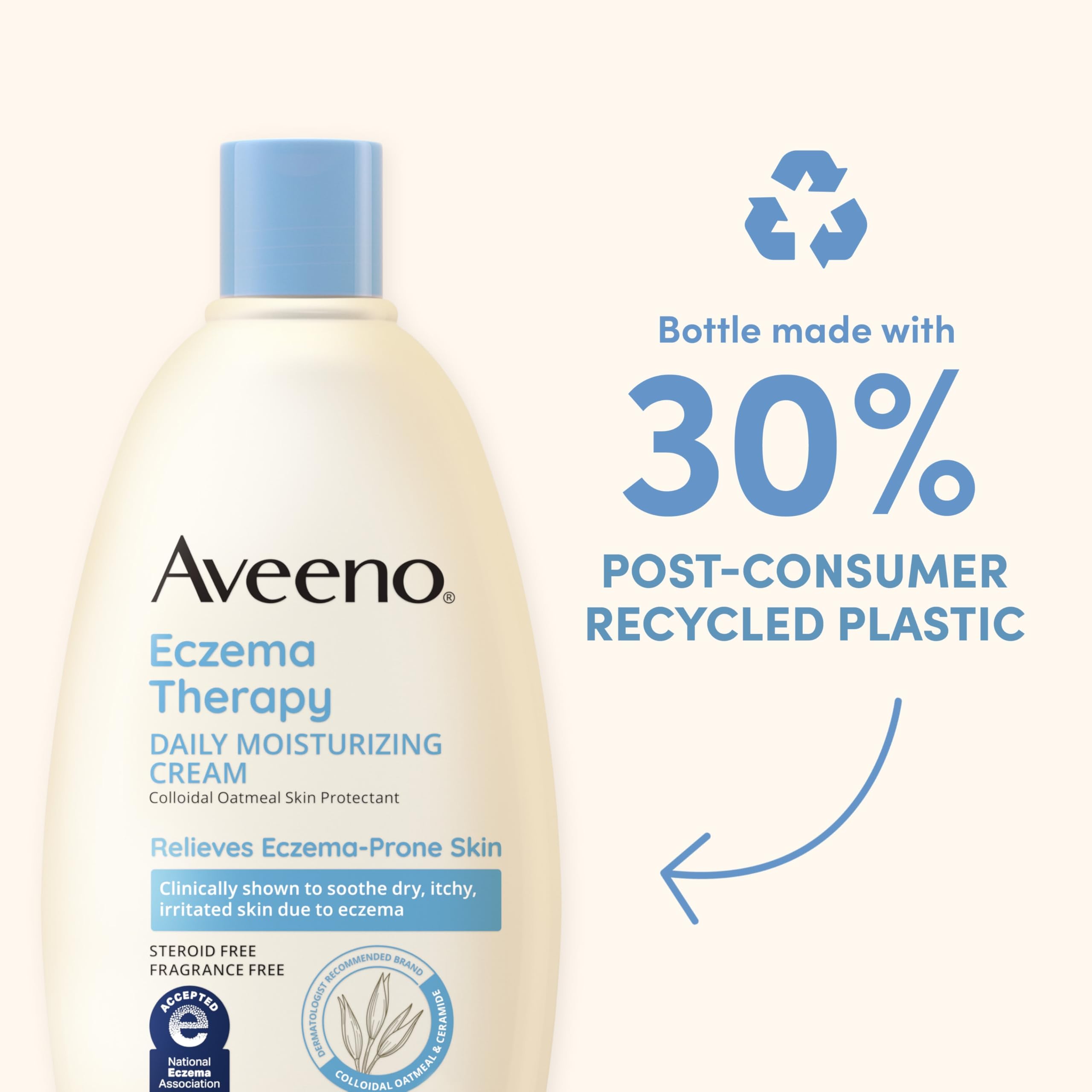 Aveeno Eczema Therapy applying cream on hands for daily moisturization