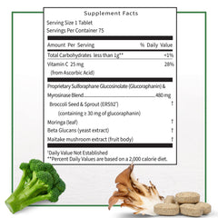 Serving image showing one vegetarian tablet per day.
