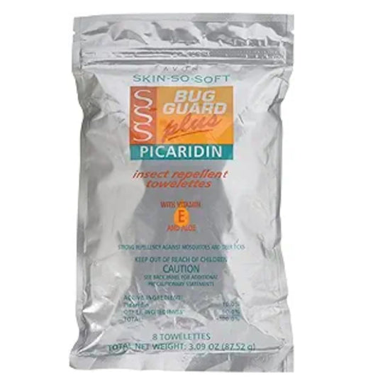 AVON Skin So Soft Bug Guard towlettes 16-pack for convenient travel protection.