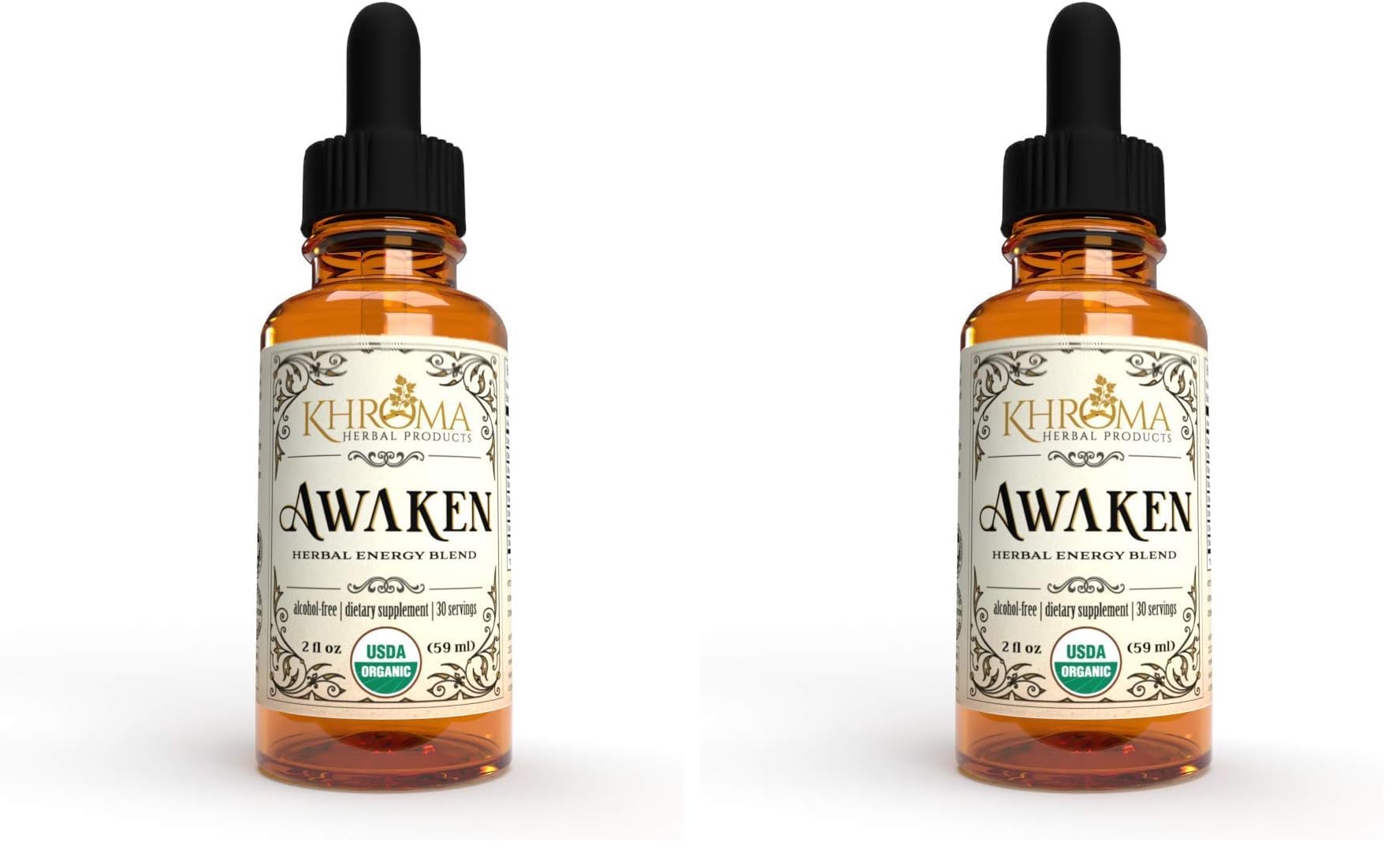 Awaken organic energy supplement bottle front view