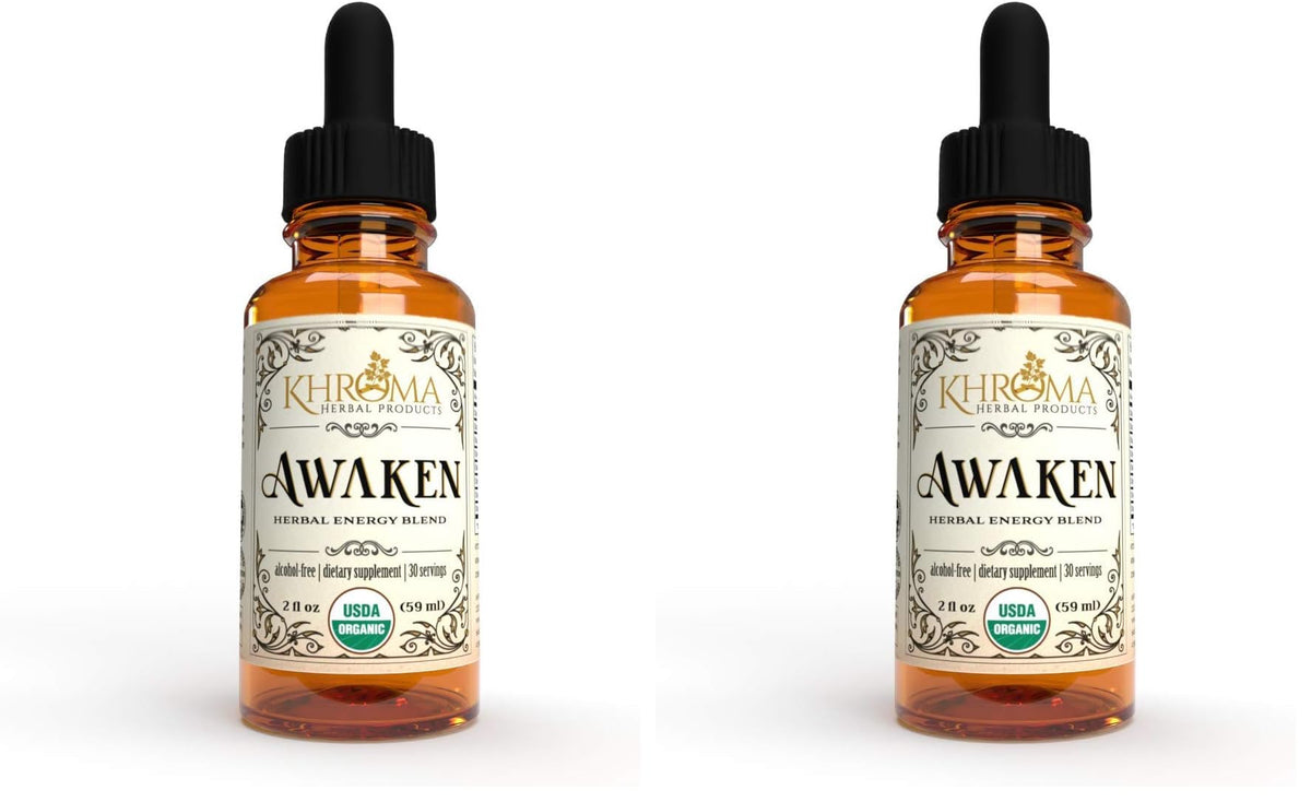 Awaken organic energy supplement bottle front view