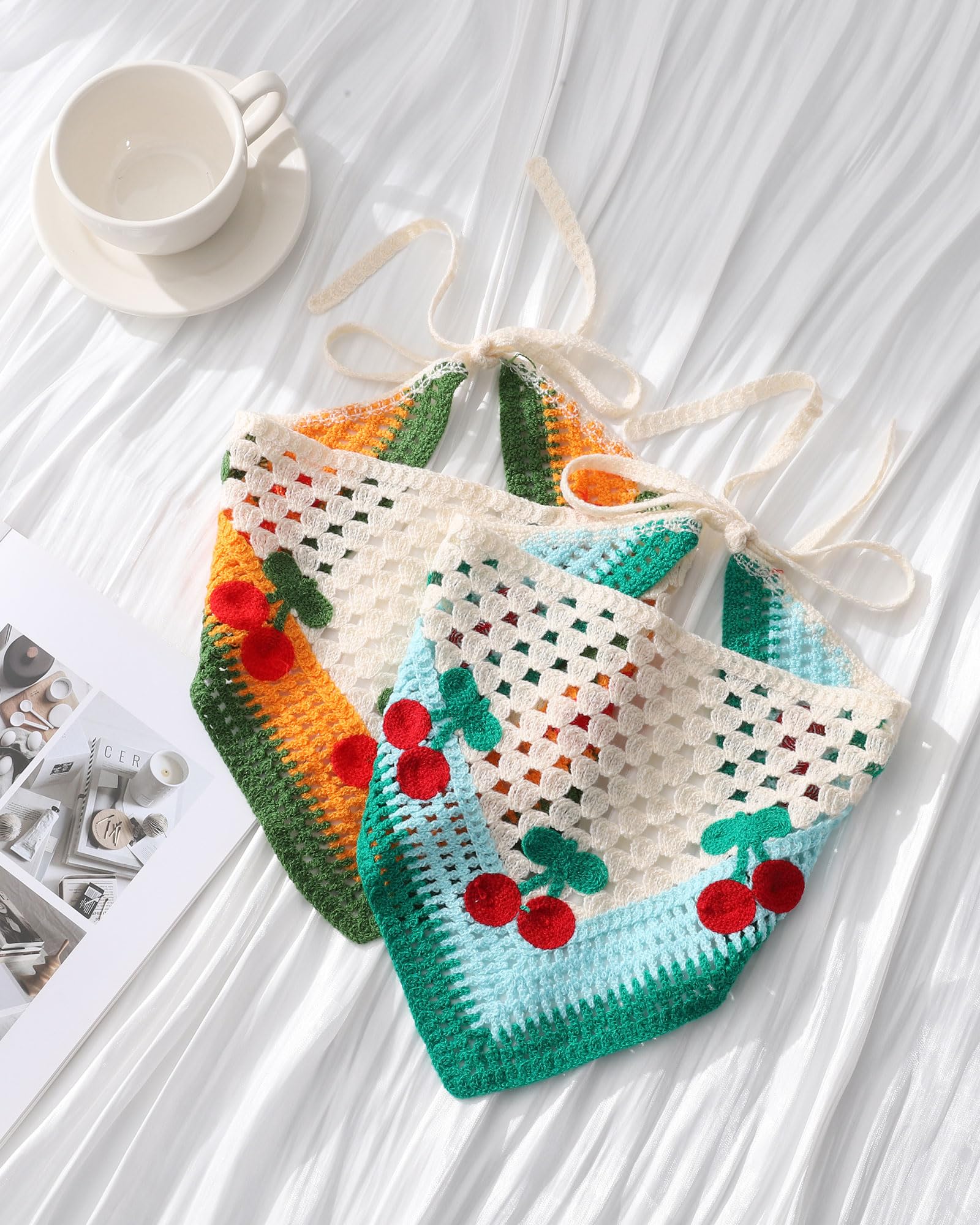 AWAYTR crochet head covering tied at the back for secure comfort