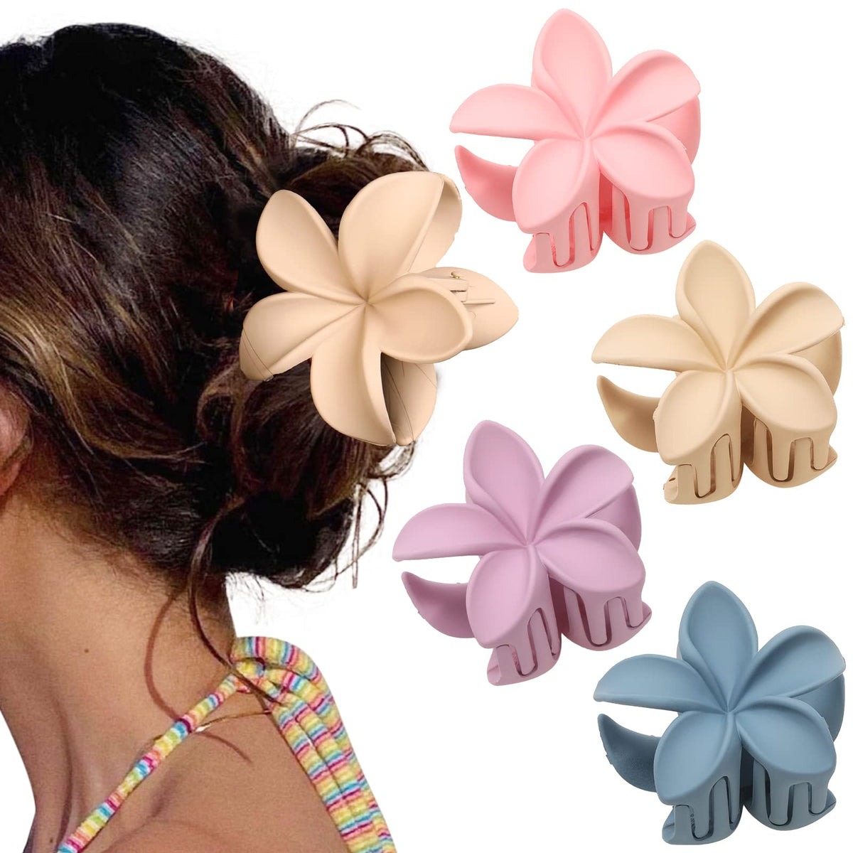 AwayTR Flower Cute Hair Claw Clips in pink provide secure, non-slip hold for everyday styling
