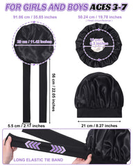 Awaytr kids satin bonnet double-layer fabric reduces frizz and tangles.