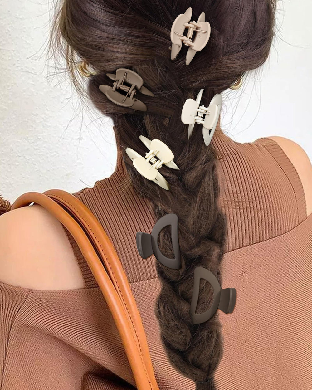 AWAYTR small octopus clip brown front view for versatile styling.