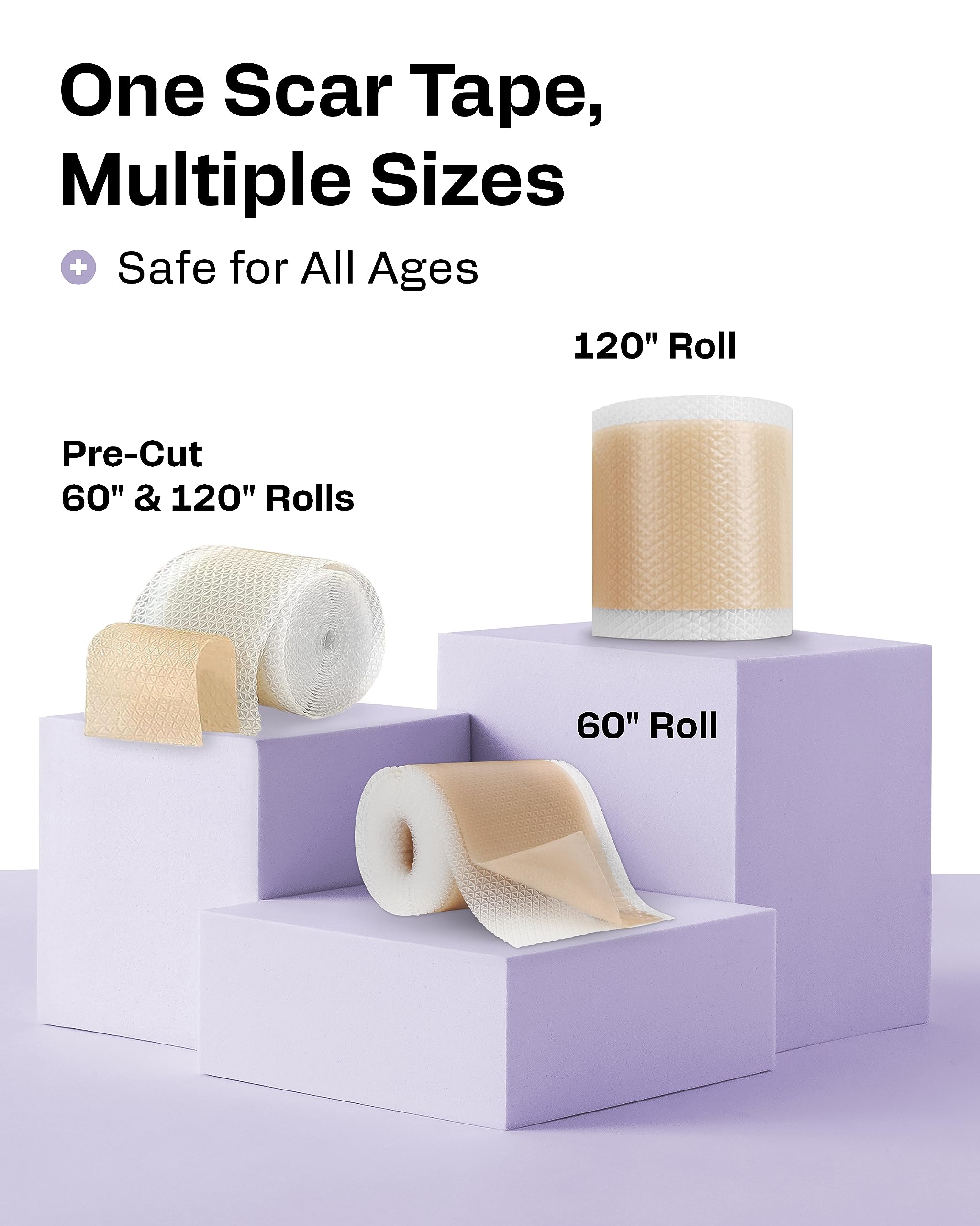 AWD Medical packaging reveals 180 inches total, offering ample supply for ongoing scar care.
