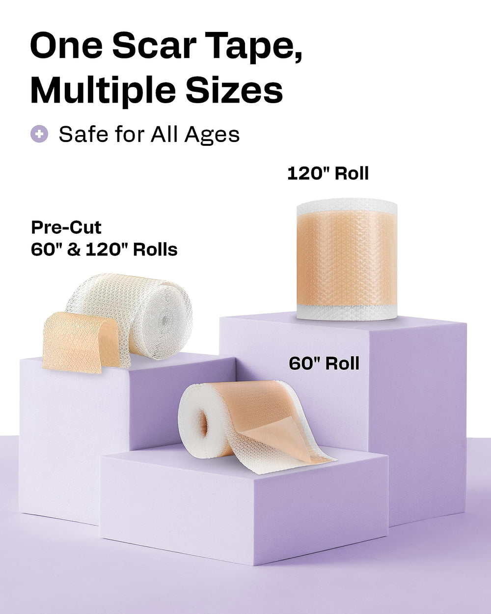 AWD Medical packaging reveals 180 inches total, offering ample supply for ongoing scar care.